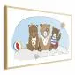Plakat Misie na plaży 42x29,7 cm z ramą złotą bez marginesu | MIRAT.