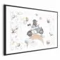 Plakat Miś w wyścigówce 30x21 cm z ramą czarną z marginesem | MIRAT.