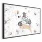 Plakat Miś w wyścigówce 30x21 cm z ramą czarną bez marginesu | MIRAT.