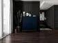 Komoda TAL 4D 112 granatowa mat MEBLE LINDNER | MIRAT. styl RYFLOWANY kolekcja TAL