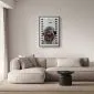 Plakat Mops w czapce 21x30 cm z ramą czarną z marginesem | MIRAT.