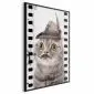 Plakat Kot w kapeluszu 21x30 cm z ramą czarną bez marginesu | MIRAT.