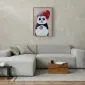 Plakat Panda z balonikiem 21x30 cm z ramą złotą bez marginesu | MIRAT.