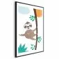 Plakat Wesoły leniwiec 21x30 cm z ramą czarną z marginesem | MIRAT.