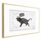 Plakat Kot w koronie 42x29,7 cm z ramą złotą z marginesem | MIRAT.