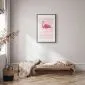 Plakat Flaming i paski 21x30 cm z ramą czarną z marginesem | MIRAT.