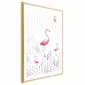 Plakat Rodzina flamingów 60x90 cm z ramą złotą z marginesem | MIRAT.