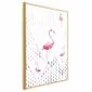 Plakat Rodzina flamingów 40x60 cm z ramą złotą bez marginesu | MIRAT.