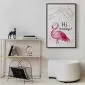 Plakat Hi flamingo 21x30 cm z ramą czarną z marginesem | MIRAT.