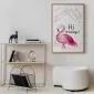 Plakat Hi flamingo 21x30 cm z ramą złotą z marginesem | MIRAT.