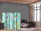 Parawan akustyczny Zwierzęta 225x172 cm 5-częściowy turkusowy | MIRAT.