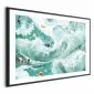 Plakat Ryby i fale 60x40 cm z ramą czarną z marginesem | MIRAT.