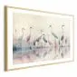 Plakat Ptaki nad jeziorem 42x29,7 cm z ramą złotą z marginesem | MIRAT.