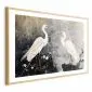 Plakat Czaple i kwiat wiśni 30x21 cm z ramą złotą z marginesem | MIRAT.