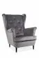 Tapicerowany szary fotel aksamitny pikowany Lady Velvet