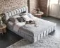 Łóżko tapicerowane LAMICA VELVET 160x200 jasnoszare z pojemnikiem i stelażem | MIRAT. styl GLAMOUR