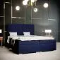 Łóżko kontynentalne TUTO 180 granatowe velvet z pikowanym zagłowiem | MIRAT. styl GLAMOUR