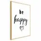 Plakat Be happy 21x30 cm z ramą złotą bez marginesu | MIRAT.