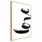Plakat Czarne Love 21x30 cm z ramą złotą bez marginesu | MIRAT.