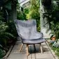 Fotel tapicerowany MOSS VELVET typu uszak szary | MIRAT styl SKANDYNAWSKI, VINTAGE