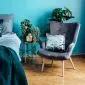Fotel tapicerowany MOSS VELVET typu uszak szary | MIRAT styl SKANDYNAWSKI, VINTAGE