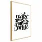 Plakat Wake up and smile 21x30 cm z ramą złotą z marginesem | MIRAT.
