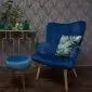 Fotel tapicerowany MOSS granatowy w welurze | MIRAT styl SKANDYNAWSKI, VINTAGE