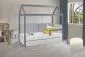 Łóżko domek BAJKAŁ 180x80 grafit/białe z barierką sosnowe I sklep meblowy MIRAT.