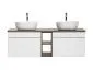 Szafka pod umywalkę ICONIC WHITE 60cm + ICONIC WHITE 60cm + SANTA FE OAK 81-01-A ryflowane fronty zestaw z blatem I sklep meblowy MIRAT. styl RYFLOWANY