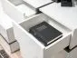 Komoda CROSS biały połysk z szufladami częściowo otwarta | MIRAT. kolekcja CROSS