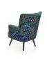 Fotel do salonu PAGONI VELVET ciemnozielony na drewnianych nogach | MIRAT. styl LOFT