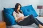 Poduszka zagłówek PILLOW CHIC VELVET 160 granatowa dekoracyjna do czytania | MIRAT.