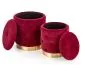 Zestaw puf POLLY VELVET bordowe/złote w stylu glamour | MIRAT. styl GLAMOUR