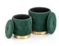 Zestaw puf POLLY VELVET ciemno zielony ze schowkiem | MIRAT. styl GLAMOUR