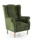 Fotel uszak HERMES oliwkowy na drewnianych nogach I sklep meblowy MIRAT.