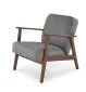 Fotel tapicerowany MILANO 1S szary/orzech vintage I sklep meblowy MIRAT. styl SKANDYNAWSKI