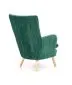 Fotel RAVEL VELVET ciemno zielony/naturalne drewno pikowany | MIRAT.