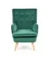Fotel RAVEL VELVET ciemno zielony/naturalne drewno pikowany | MIRAT.