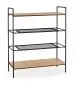 Regał REG21 dąb/czarny z rattanowymi półkami w stylu loft | MIRAT. styl LOFT