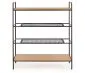 Regał REG21 dąb/czarny z rattanowymi półkami w stylu loft | MIRAT. styl LOFT