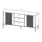 Komoda ISEO 2D3S 154 kaszmir mat/czarna ryflowane fronty I sklep meblowy MIRAT. styl GLAMOUR, RYFLOWANY kolekcja ISEO