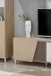 Szafka RTV VISTE dąb/beżowy/biały połysk pod telewizor I sklep meblowy MIRAT. styl SKANDYNAWSKI kolekcja VISTE