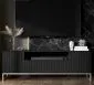 Szafka RTV TAL 2D1K 150cm czarna mat loftowa I sklep meblowy MIRAT. styl GLAMOUR, LOFT, RYFLOWANY kolekcja TAL