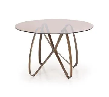 Stół LUNGO 120x120 brązowy/złoty
