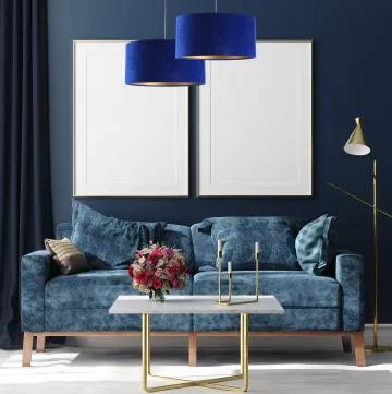 Lampa wisząca HOME 60 niebieska/złota