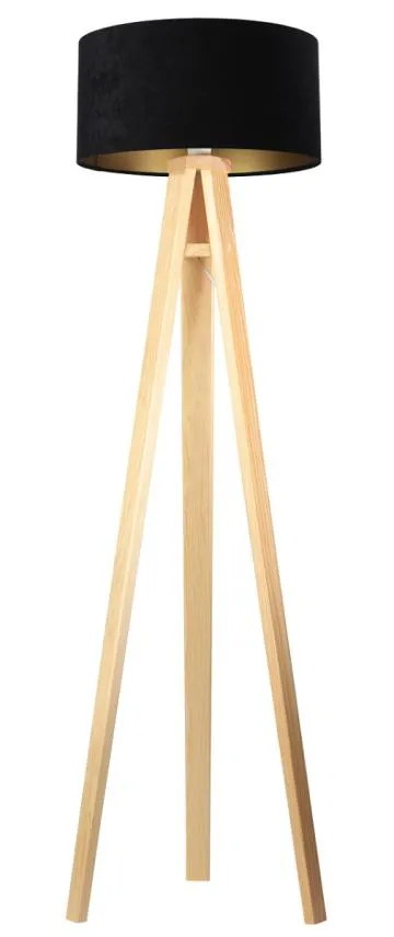 Lampa stojąca HOME 40 czarna/złota/sosna