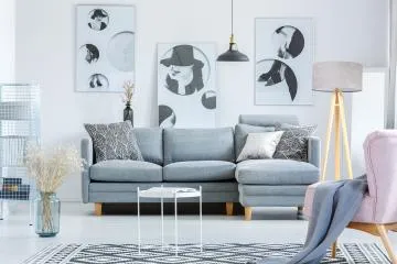 Lampa stojąca HOME 40 szara/biała/sosna