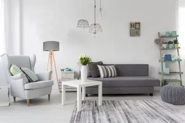 Lampa stojąca HOME 40 szara/srebrna/sosna