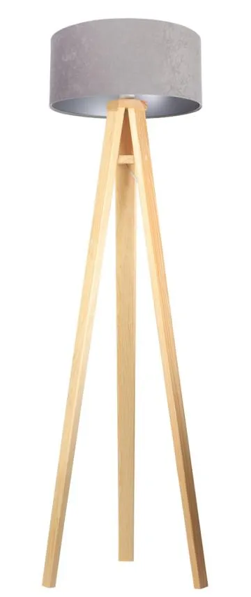 Lampa stojąca HOME 40 szara/srebrna/sosna