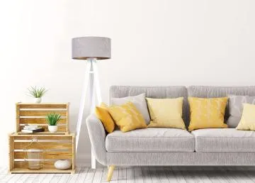 Lampa stojąca HOME 40 szara/złota/biała
